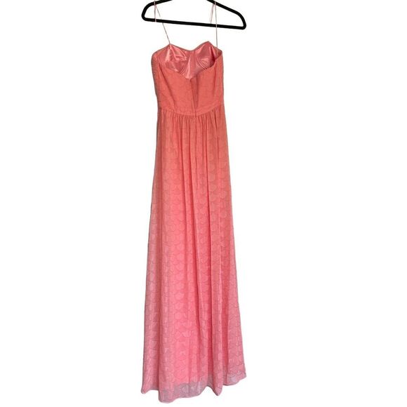 ERIN Fetherston Maxi Dress 0 Coral Pink Sweetheart Spaghetti Strap Ruched New - Picture 3 of 10